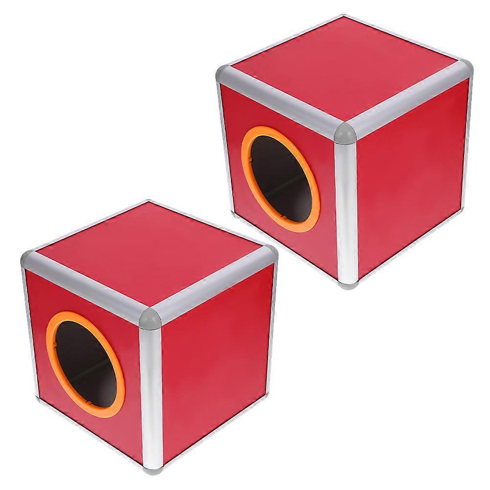 Voting Ballot Box Red Storage Container 20CM Square Minimalist Design For Event Equipment 2Set