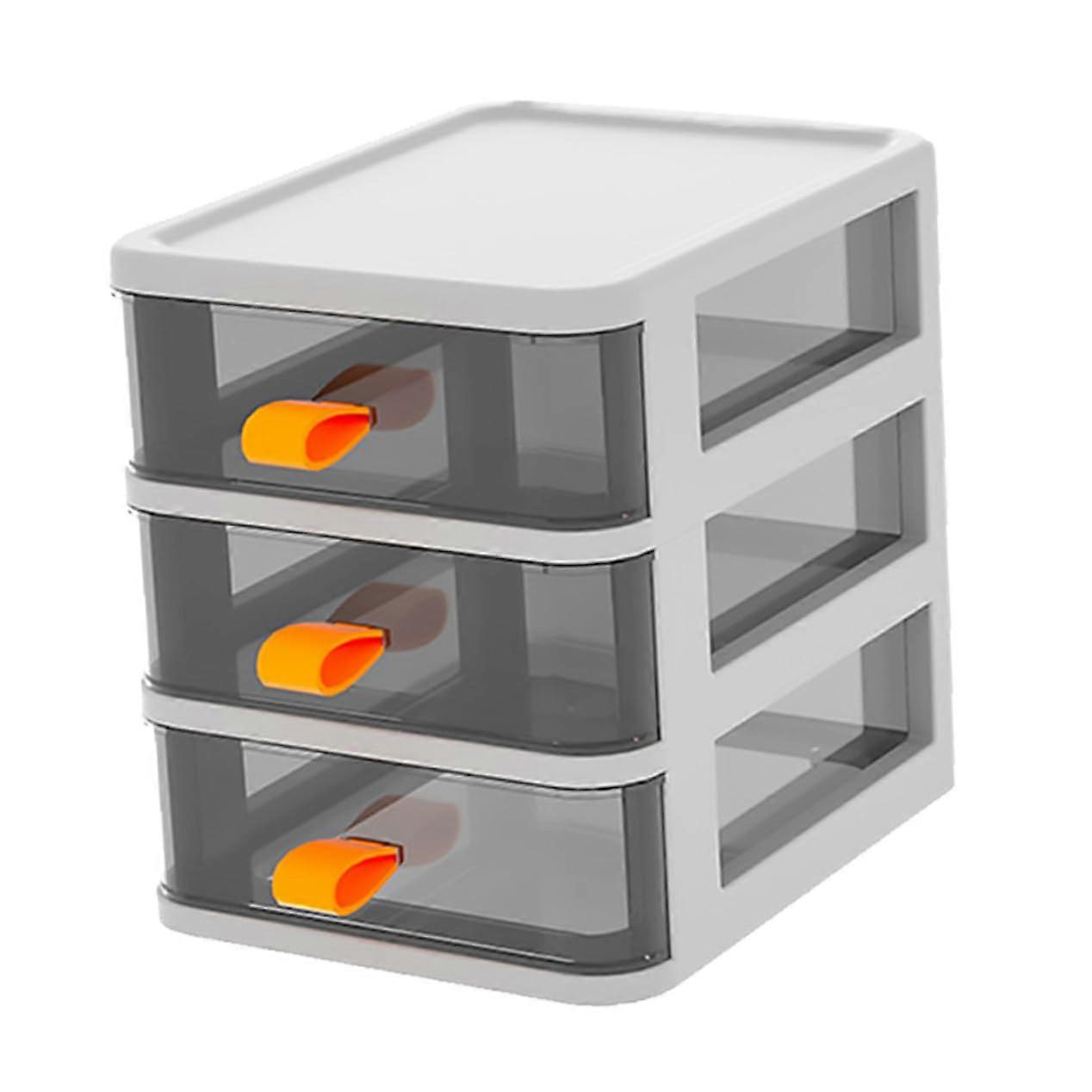 Transparent Storage Box with 3 Compartments PP Makeup Organizer for Desk Cosmetics and Stationery