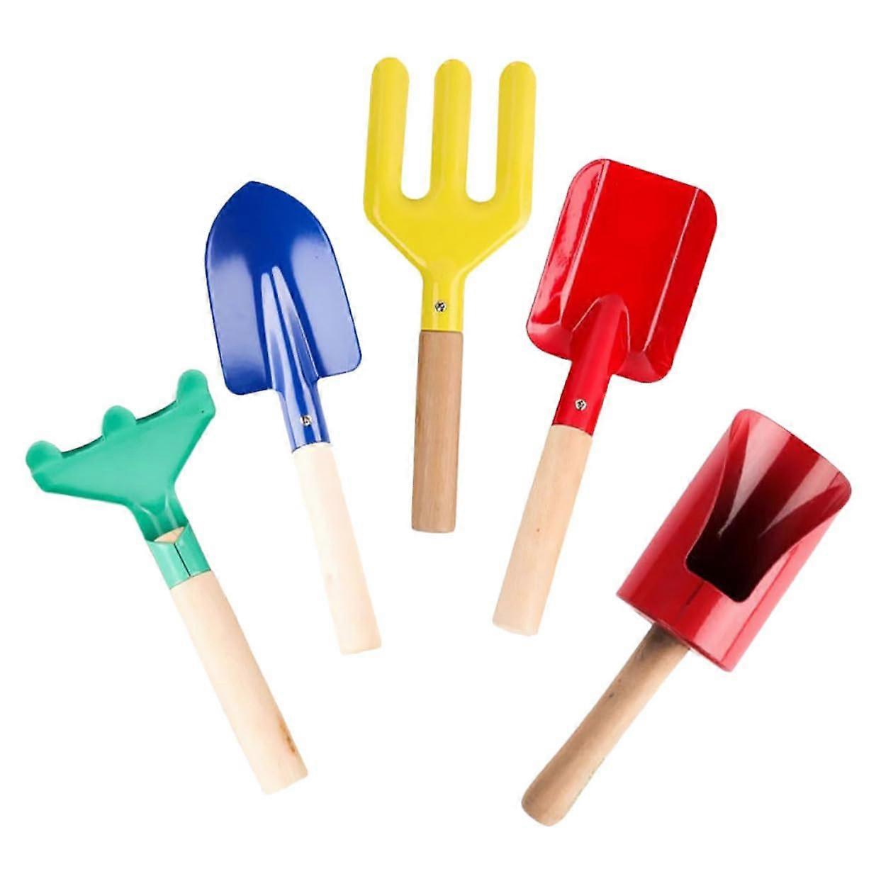 Garden Hand Tools Set with Small Garden Rake, Durable Iron Blade and Wooden Handle for Bonsai