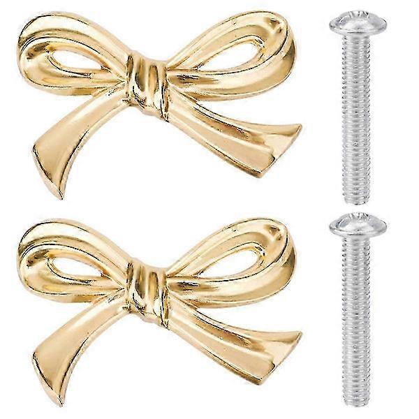 2pcs Gold Brass Rosette Knobs for Dresser, Vintage Rosette Shape Drawer Handles [DB]