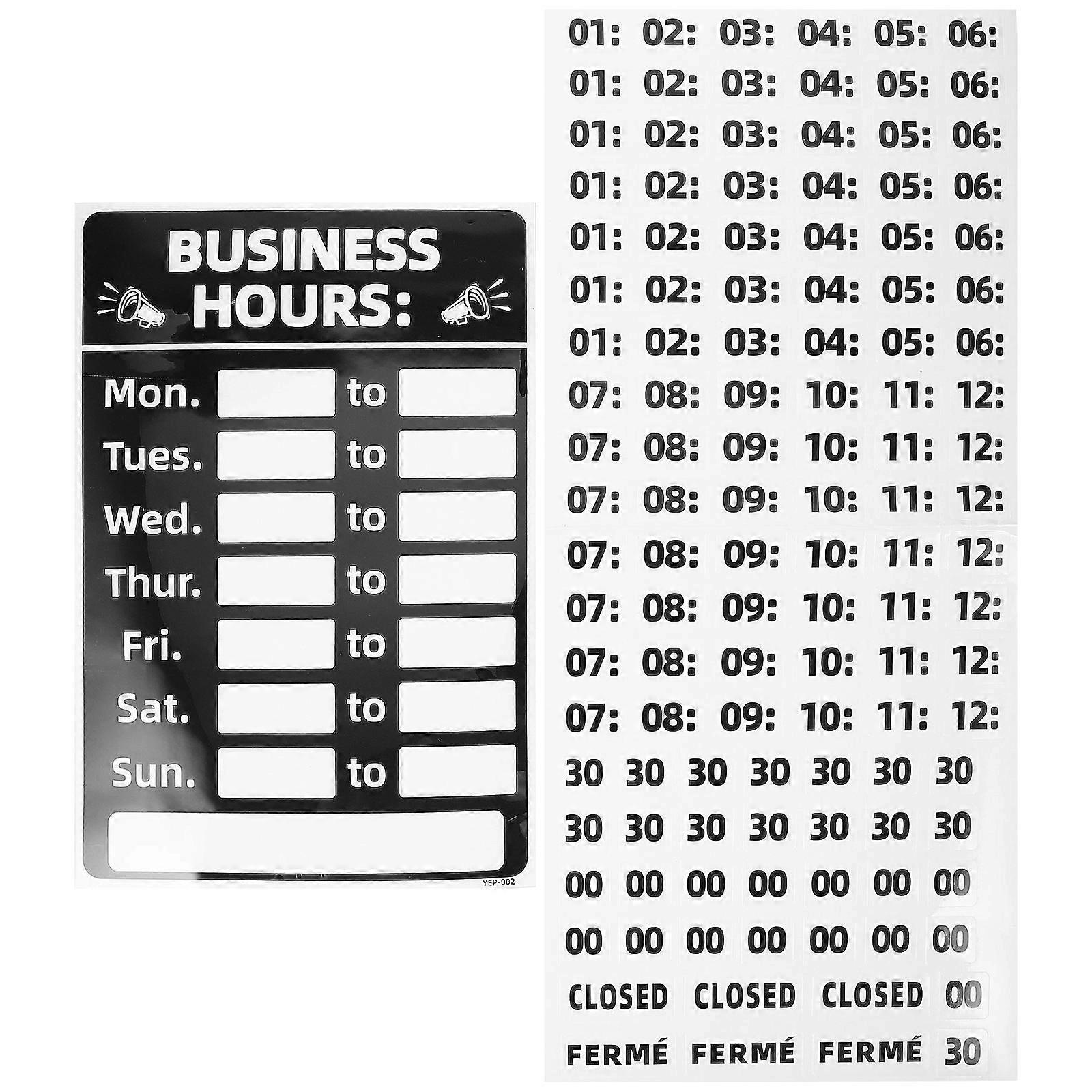 1 Set Business Hours Sign Hours of Operation Sign Store Hours Sign Sticker