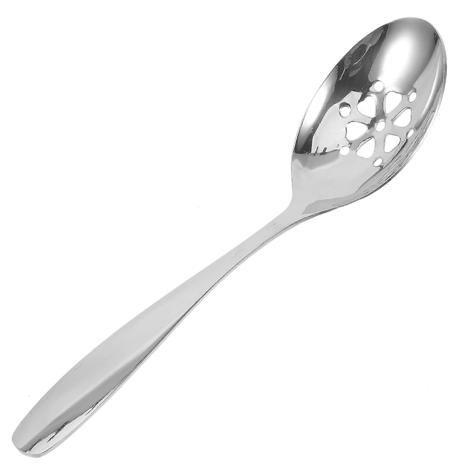 Straining Spoon Perforated Stainless Steel Serving Spoon Daily Use Pointed Tip 1Set