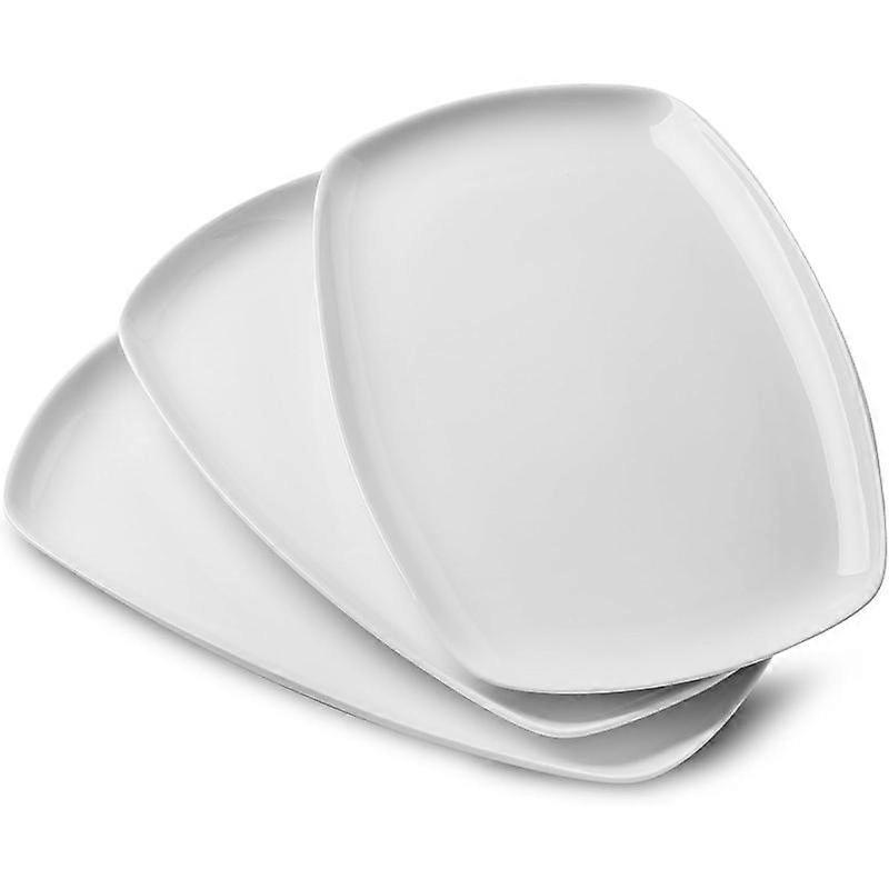 3 count Ceramic White Serving Platters, Large Rectangular Plate, Irregular Rectangular Trays - Party, Wedding, Entertaining, Microwave and D