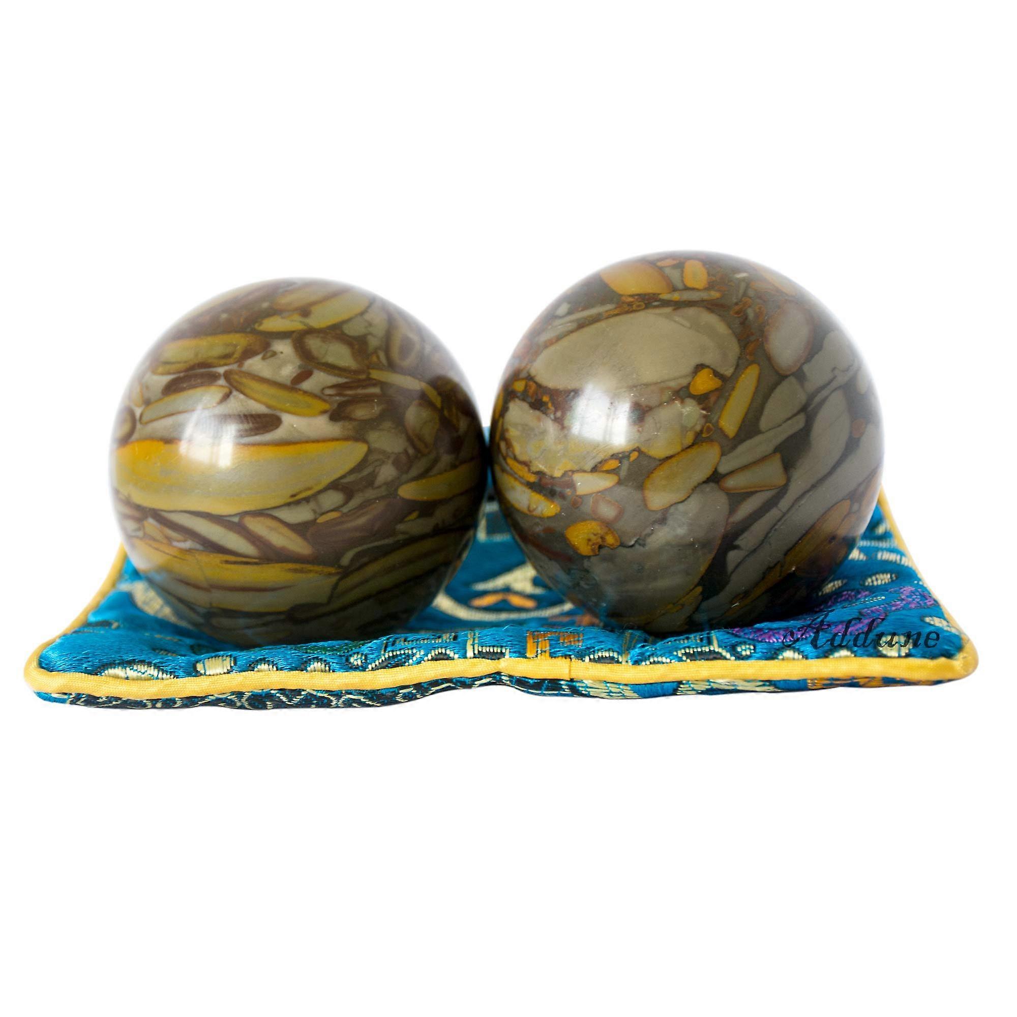 Baoding Balls 2 Inch Natural Stone for Stress Relief and Hand Exercise with Bag