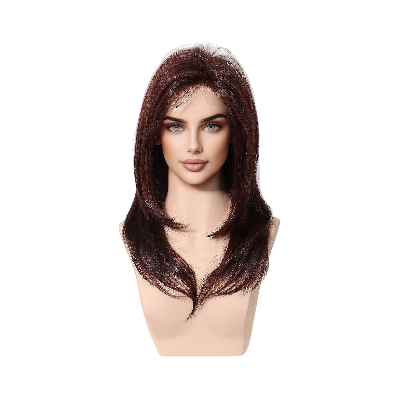 Brown T Part Lace Front Wig for Women – Heat-Resistant Synthetic with Natural Look