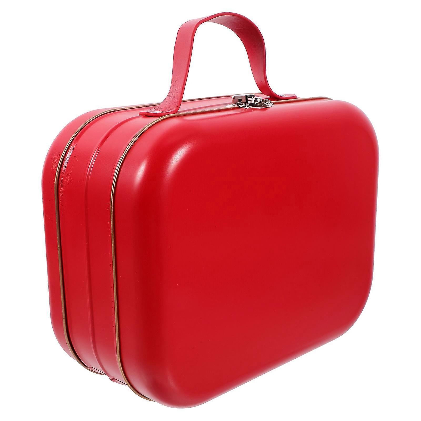 Gift Packaging Box Tin Carry Box for Storage Red Handle Multipurpose