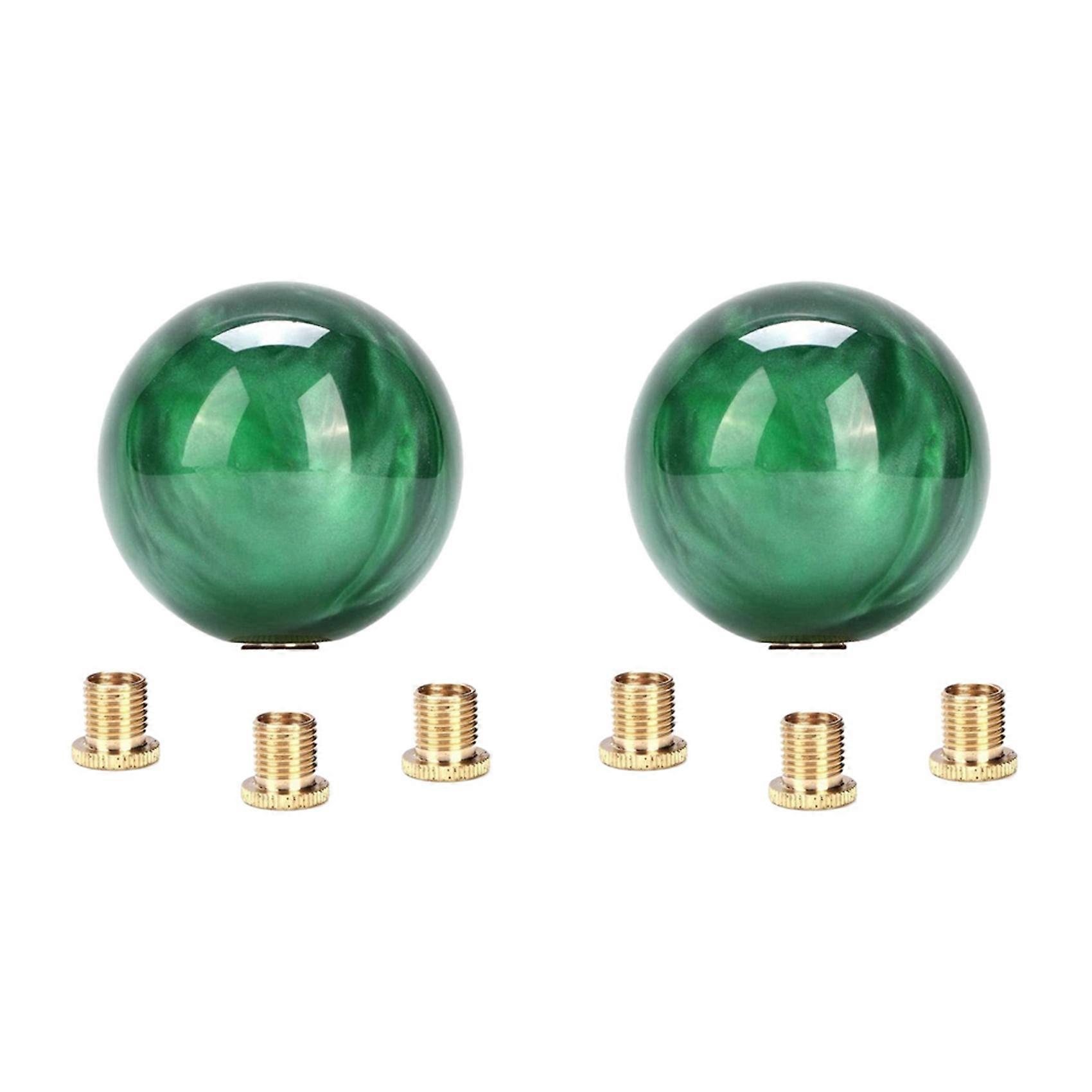2X Marble Style Round Ball Gear Shift Knob Acrylic Shifter Knobs Stick Shift Knobs with 3 Adapter Dark Green