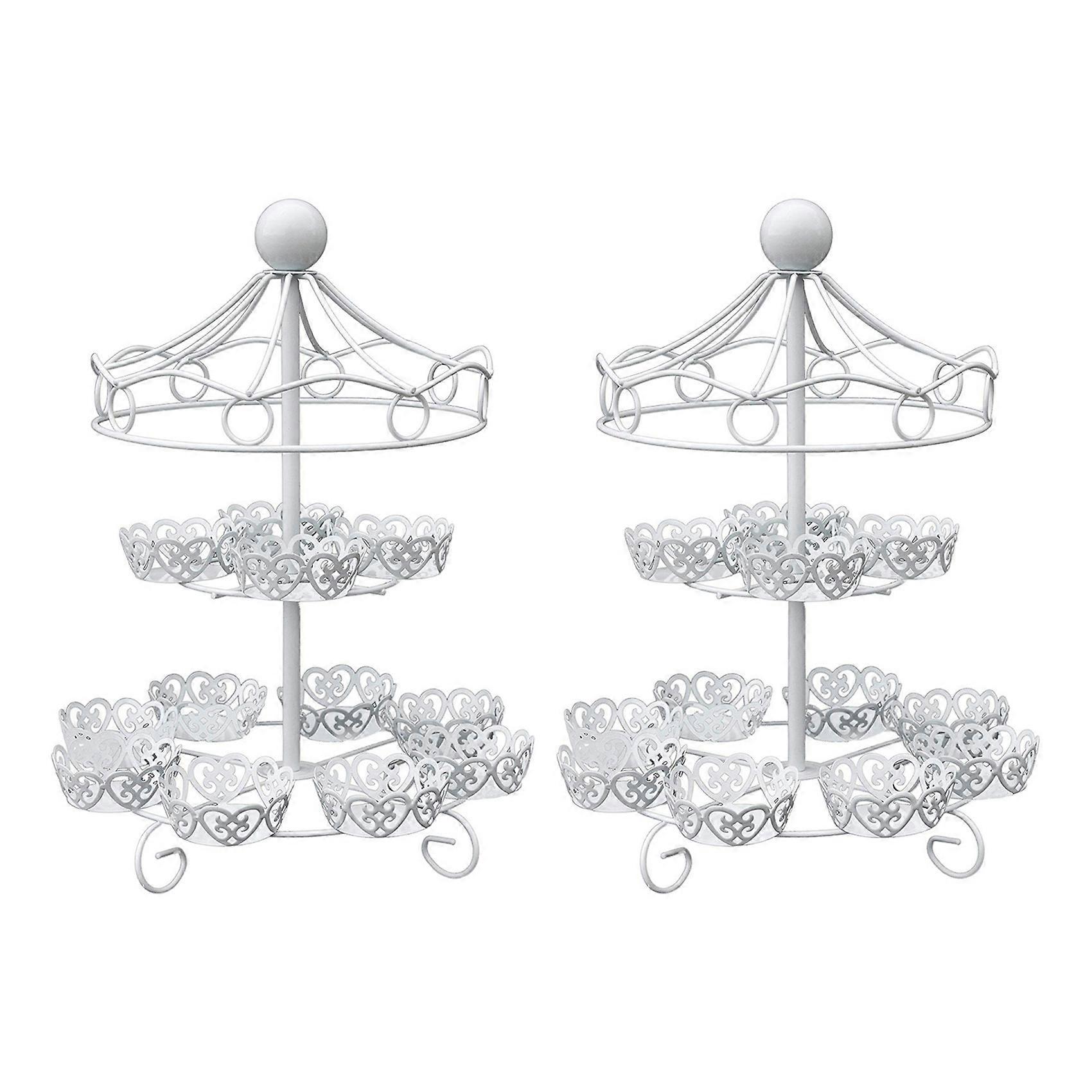 2X 2 Layer-12 Count Carousel Cupcake Stand Holder Display Wedding Cake Cup Display Stand