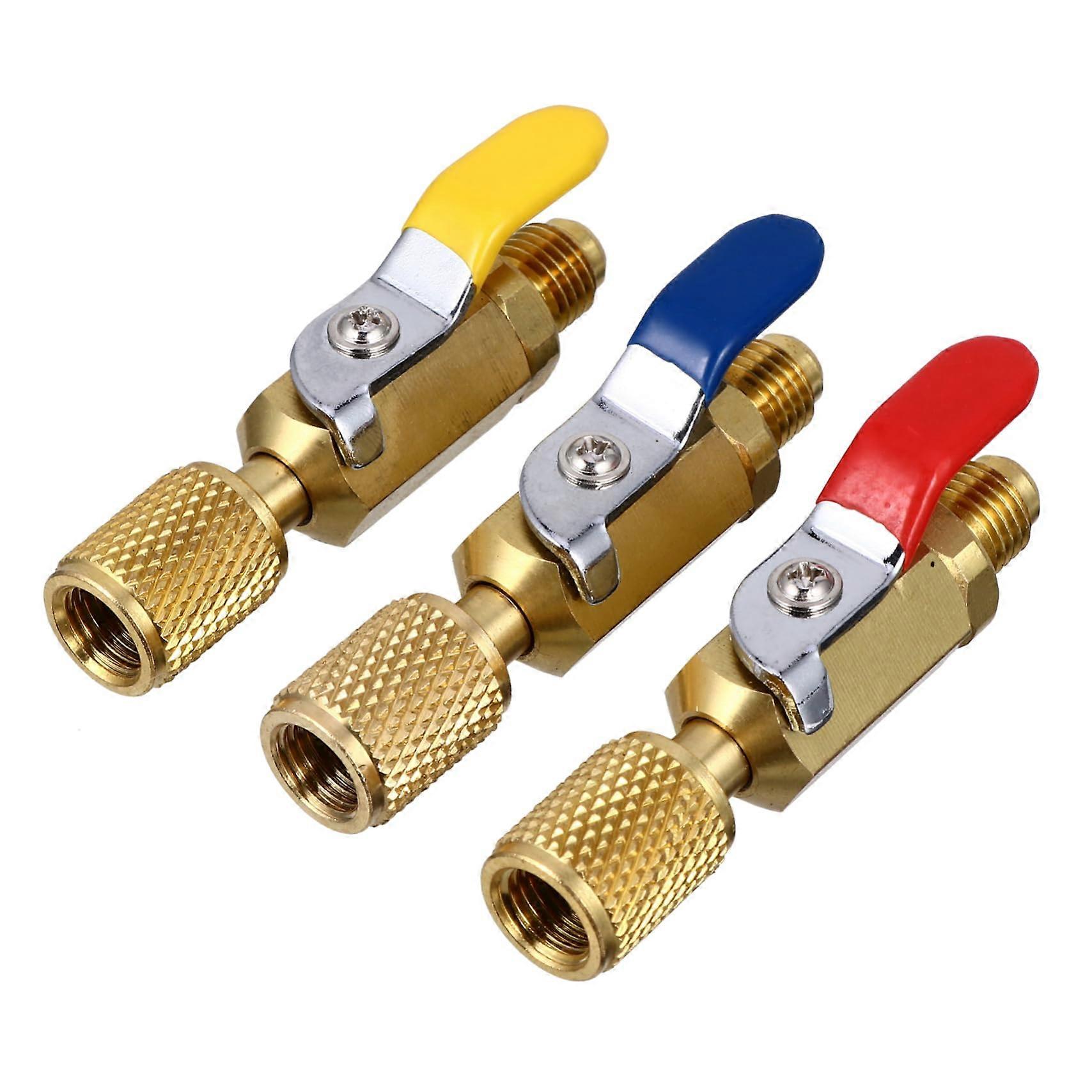 3Pcs Brass Ball Valve For Air Conditioning And Refrigeration Charging Hoses Off Valve Durable And Easy To Use For HVAC