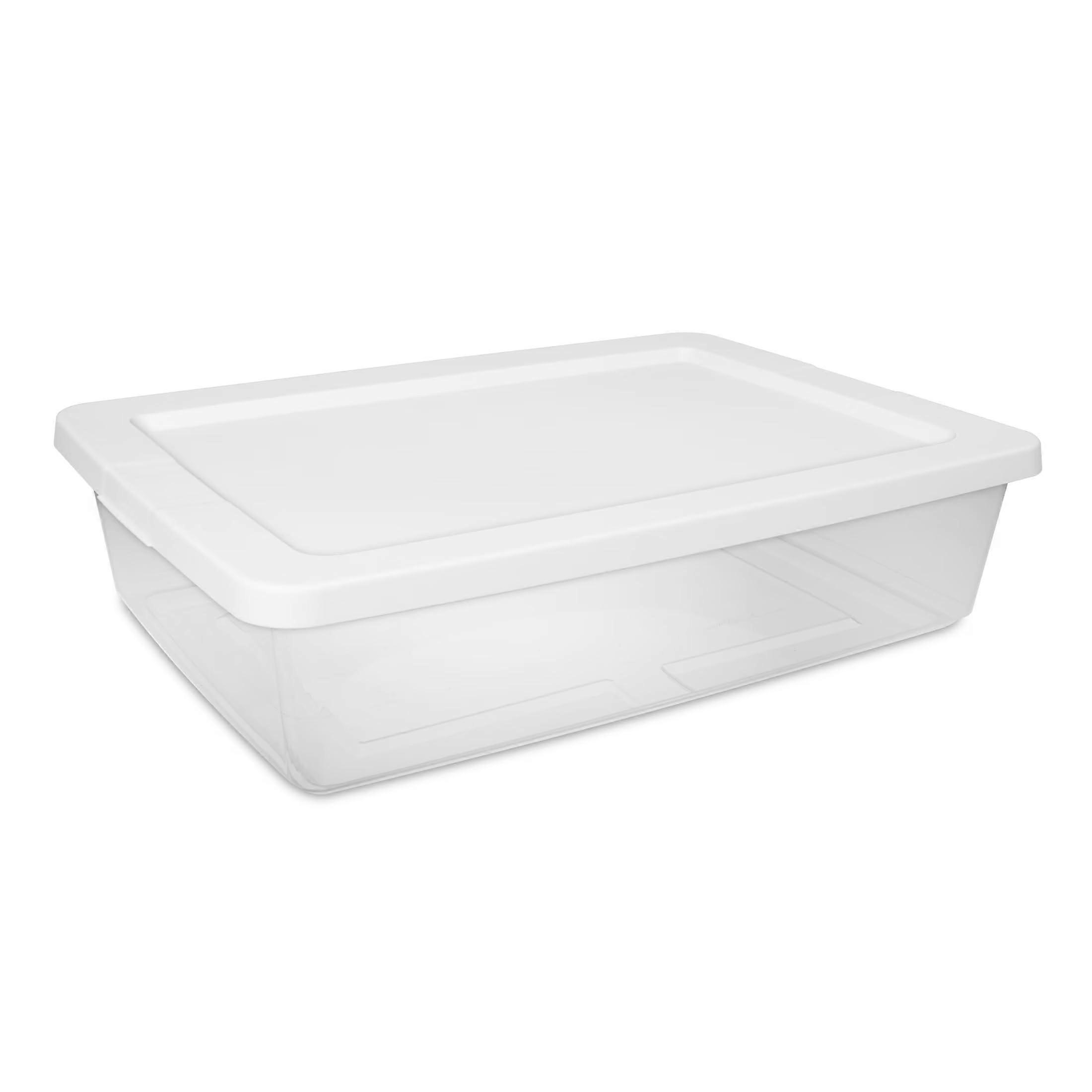 28 Quart Clear Plastic Storage Bin with SnapOn Lid, Under Bed Stackable DustProof Storage Box