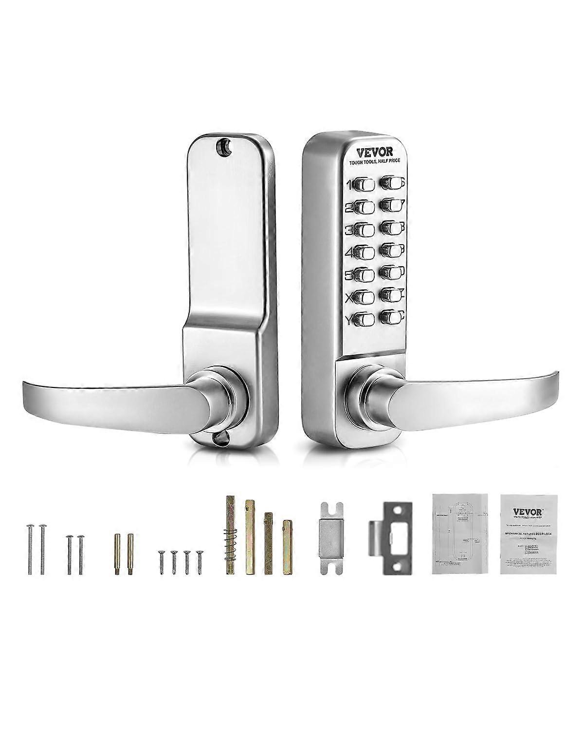 Mechanical Keyless Door Lock with Handle, Stainless Steel Weatherproof Rustproof for Outdoor Gate