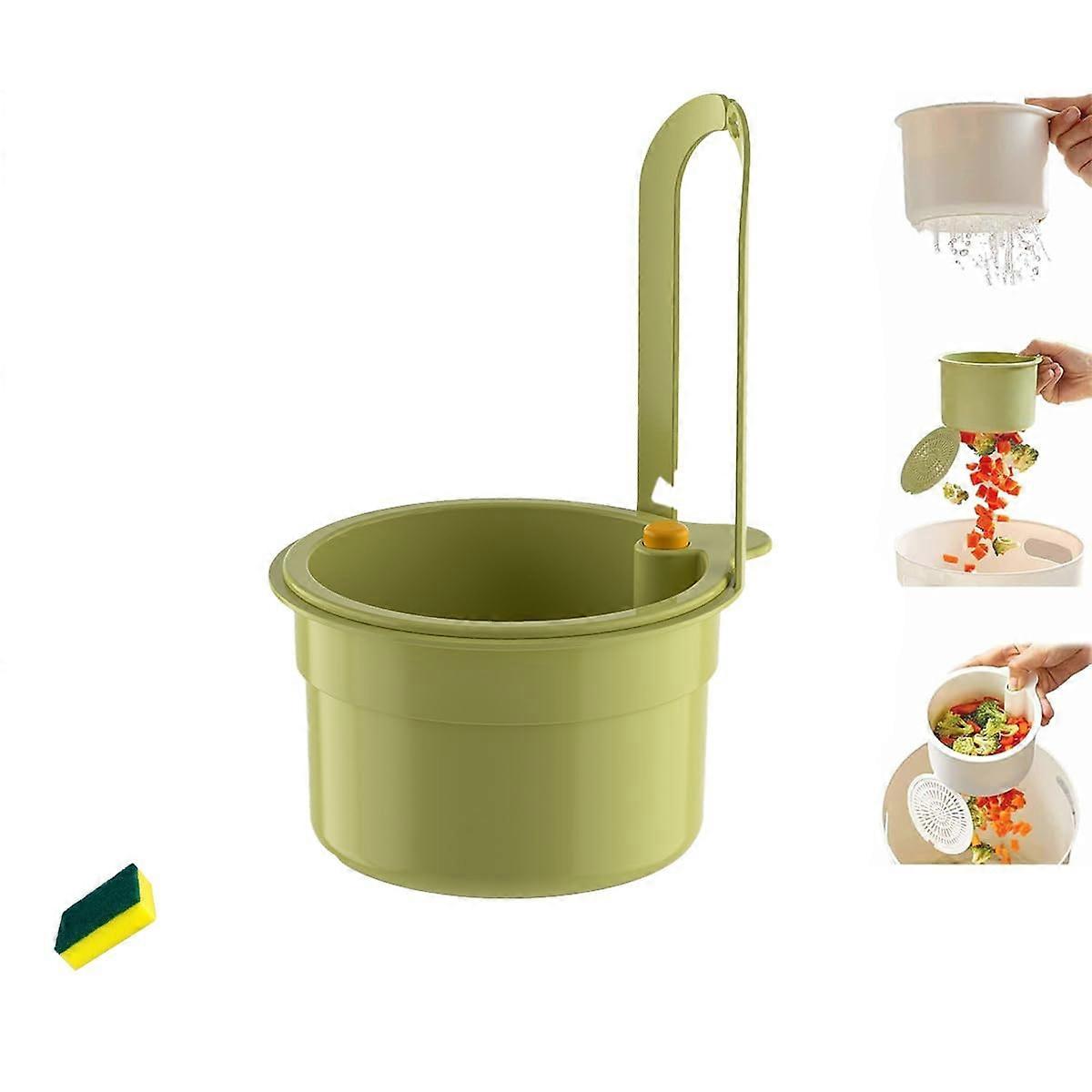 Kitchen Sink Strainer with Touch Release Dumping, SelfCleaning Faucet Hanging Basket, Green