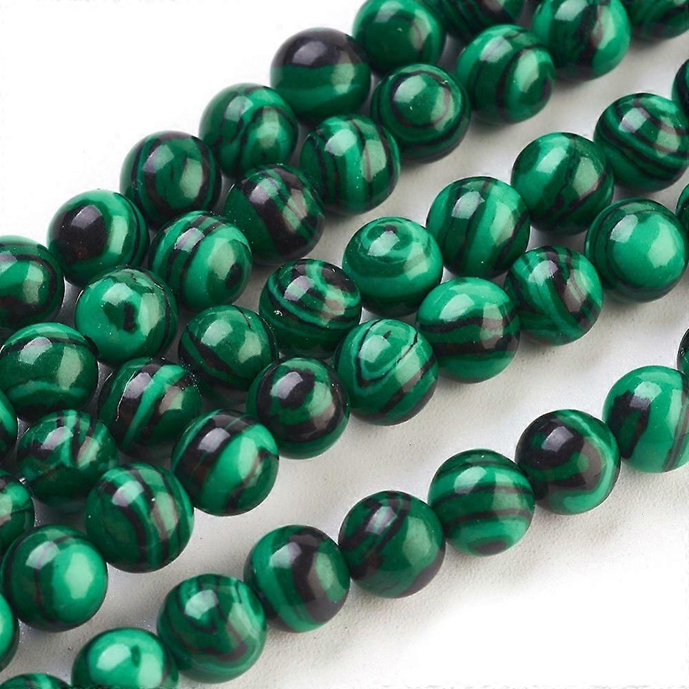 Malachite Beads Strands Dyed Round Green 6mm Hole: 1.2mm