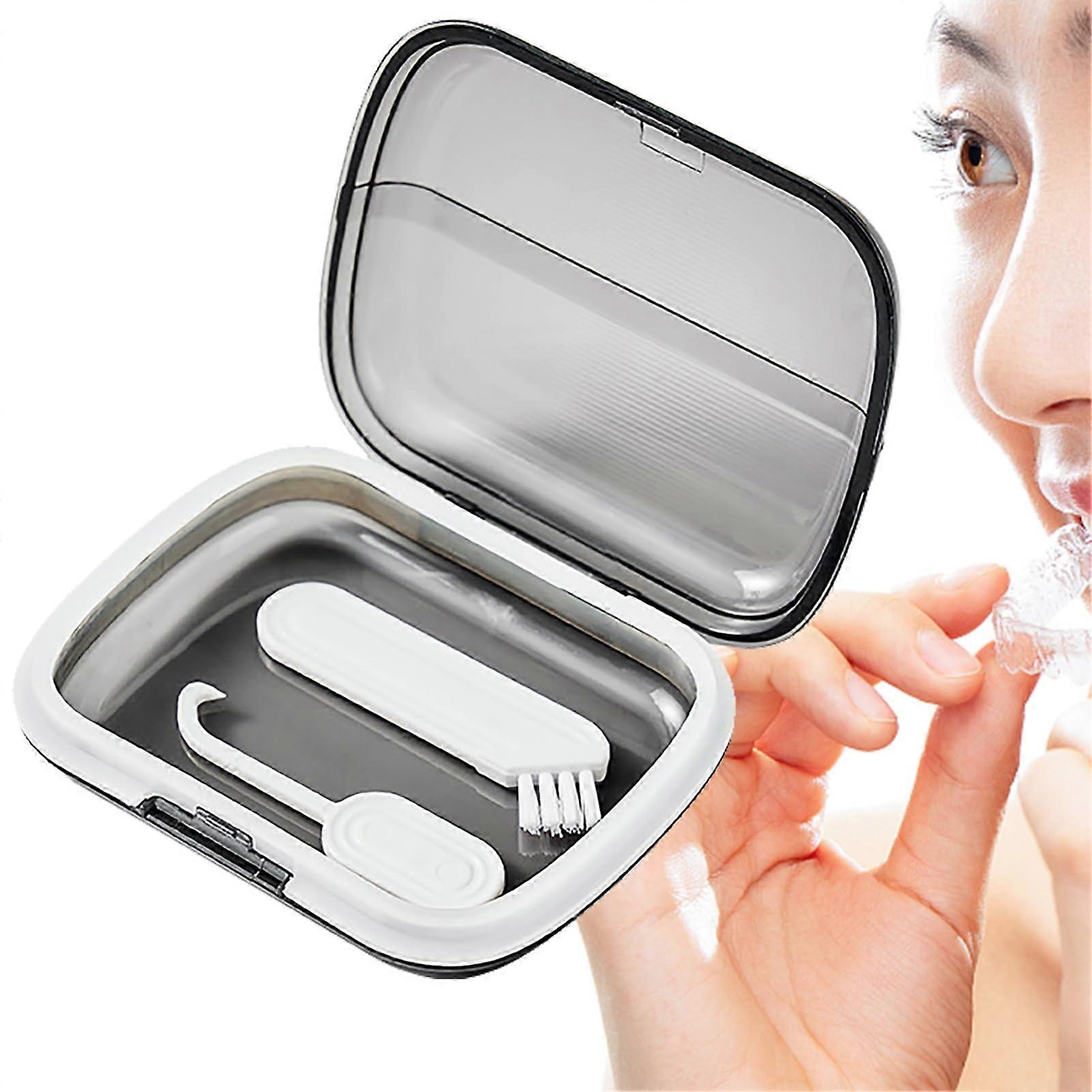 Retainer Case with Builtin Removal Tool, Orthodontic Storage Box, Durable Denture Case for Braces