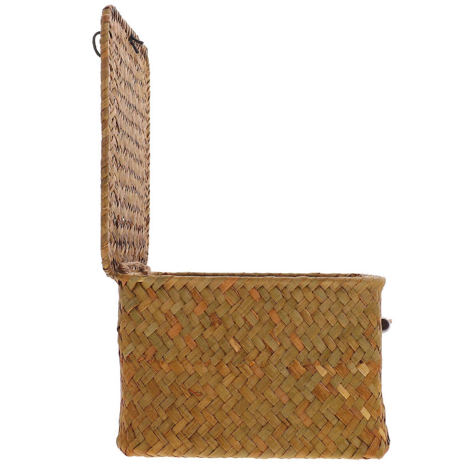 Wicker Woven Gift Basket Box for Sundries Storage Desktop Storage Bin