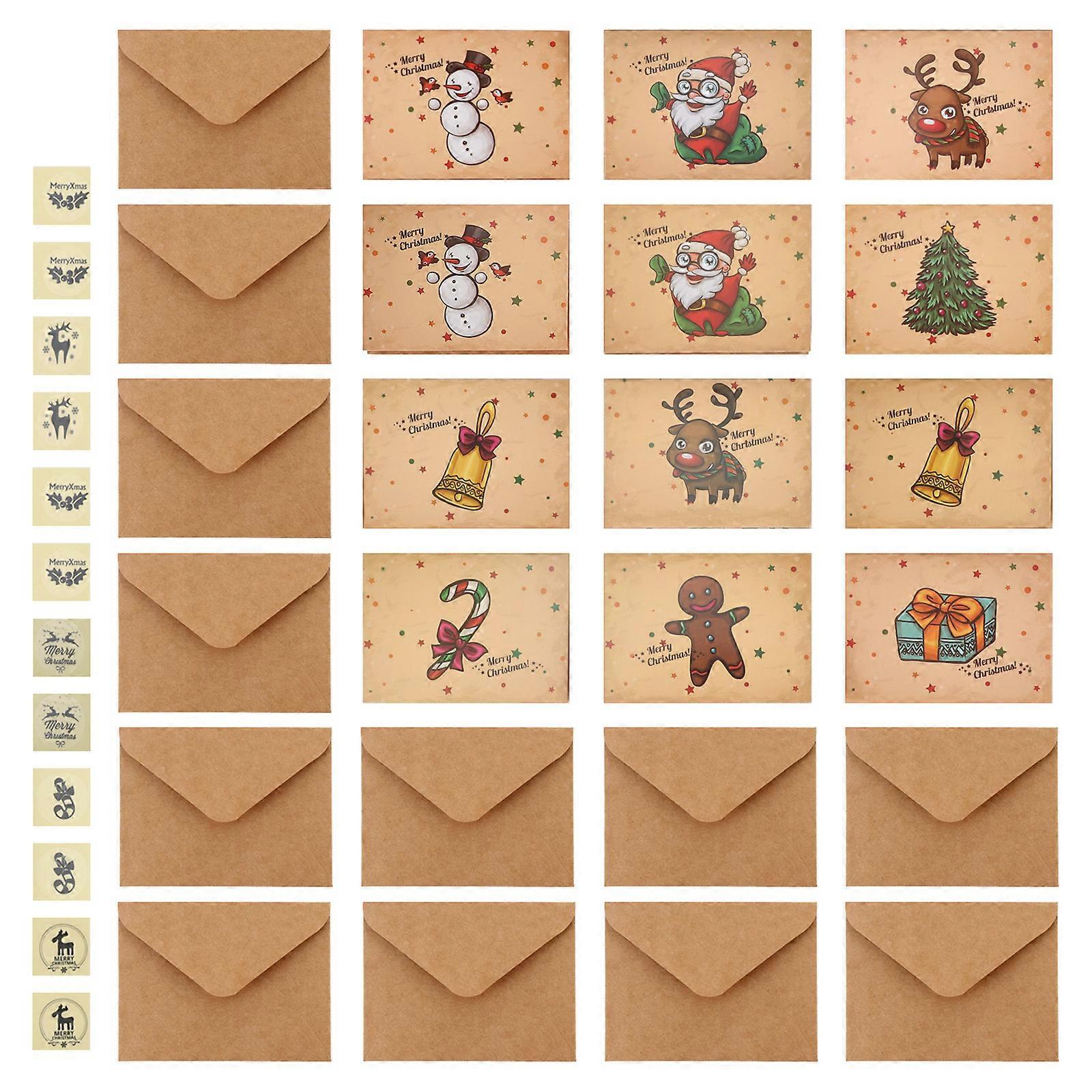 Greeting Christmas Envelope Set for 12Pcs Retro Style Designs