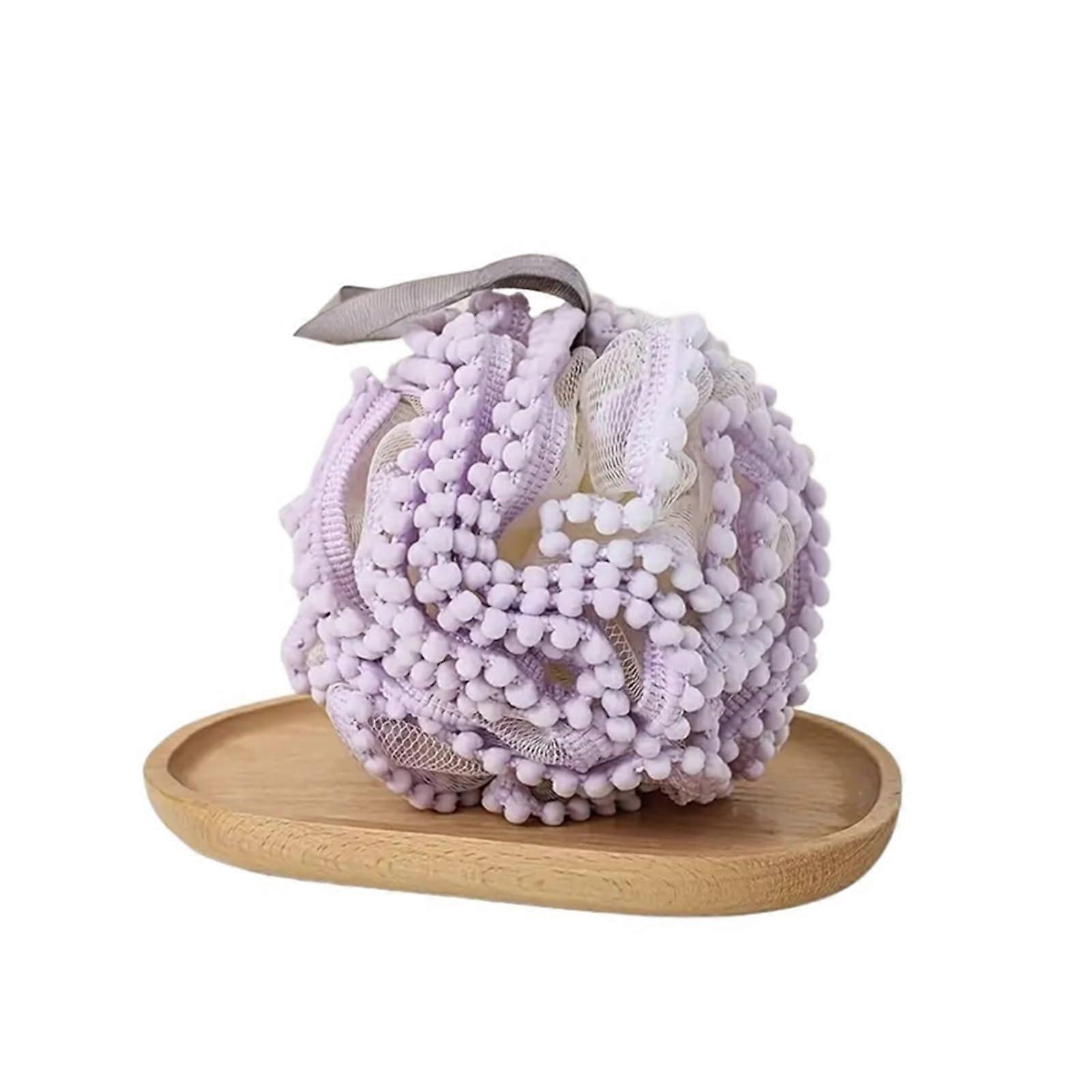 Bath Sponge with Long Handle for Gentle Skin Exfoliation and Complete Body Coverage, White