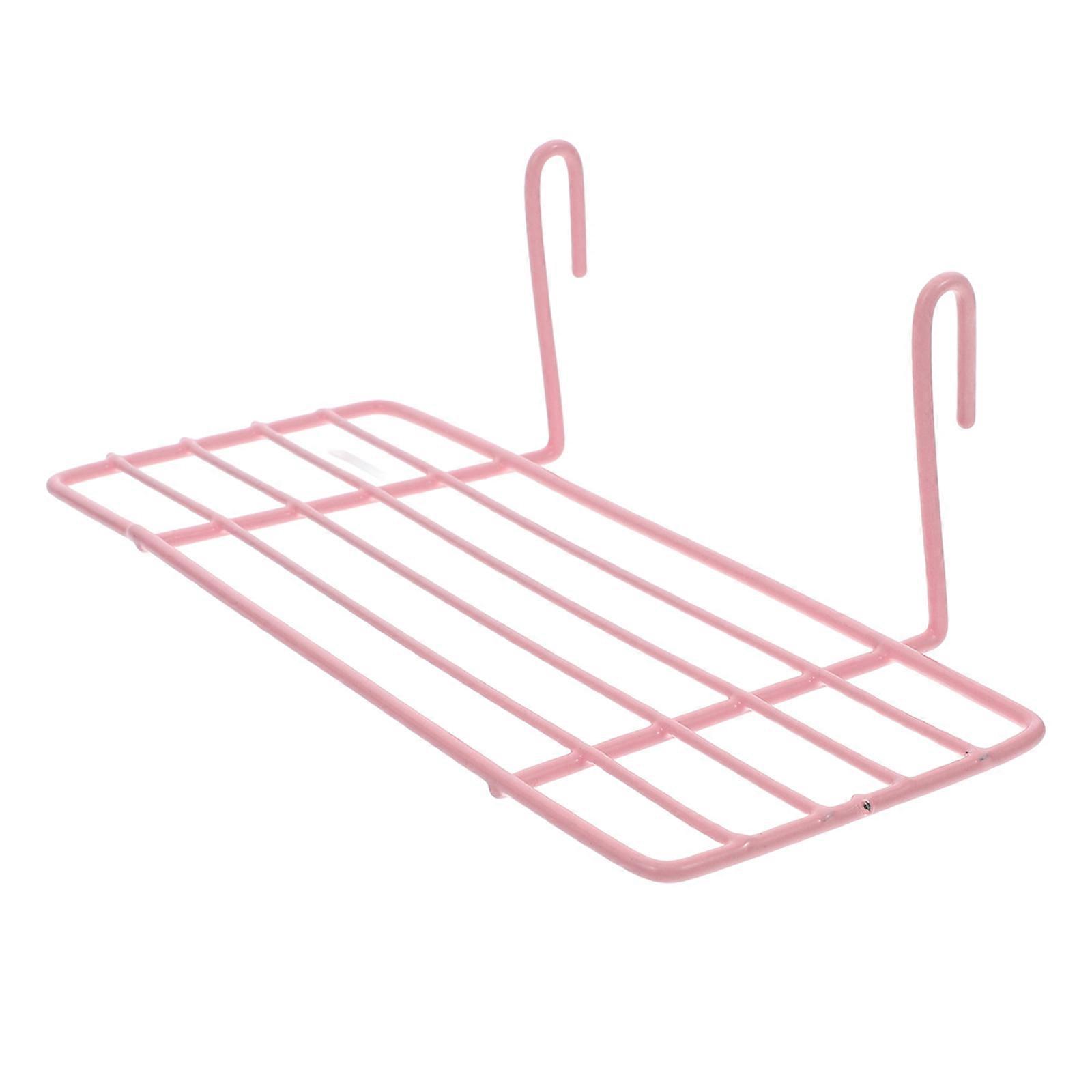 Wire Storage Rack Grid Panel Shelf for Hanging 3Pcs Pink Straight Shelf