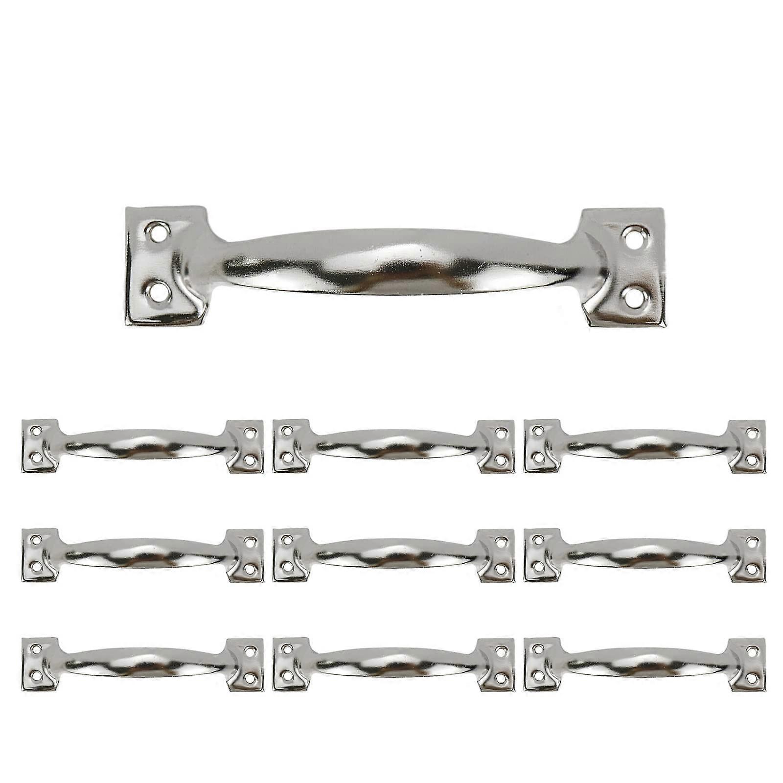 10Pcs 6 Inch Rustic Gate Handle Pulls Vintage Barn Door Hardware with Screws Silver Finish