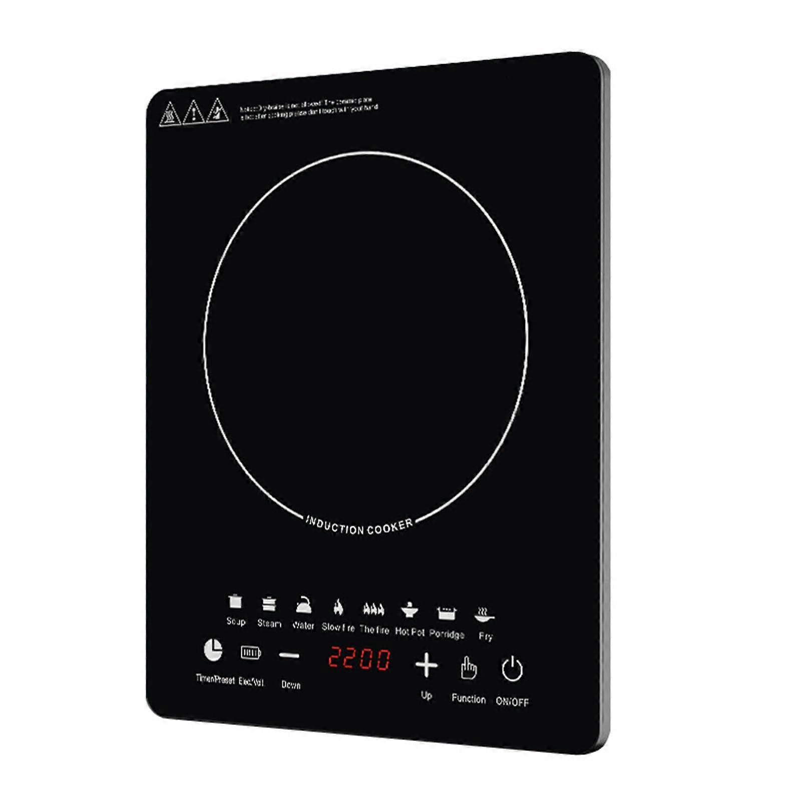 2200W Induction Cooker with Smart Touch Control, 4D Waterproof Design and 10Level Heat Settings