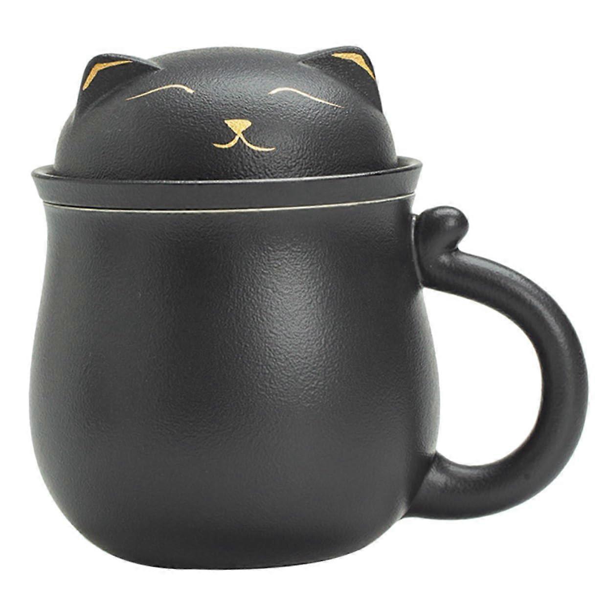 Cute Panda Ceramic Tea Mug with Infuser for Loose Leaf Brewing, Smooth Surface, Ergonomic Handle