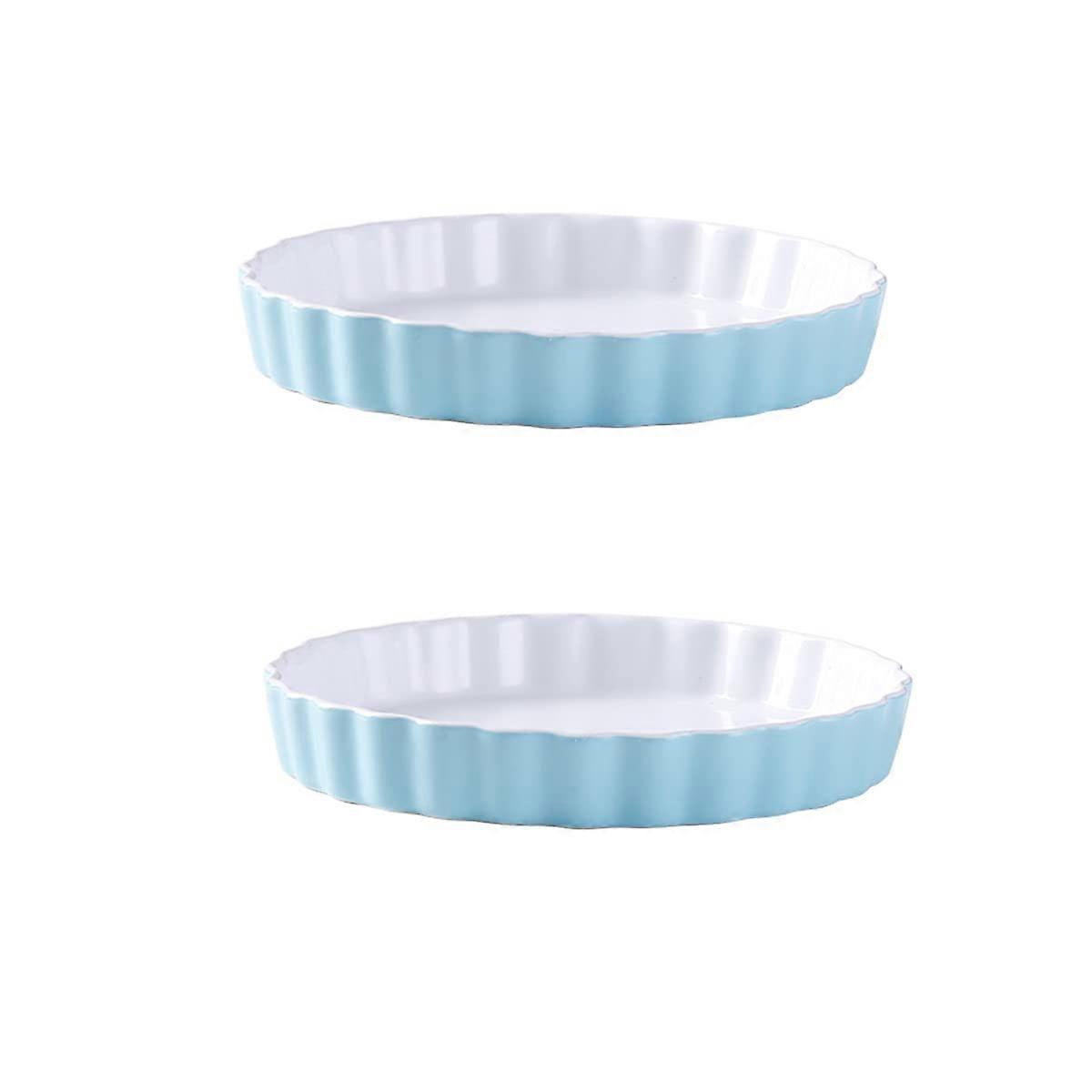 Bakeware Set with Porcelain Baking Dish, Fluted Edges, Oven Safe, 8 Inch Cheesecake Pan, 2 Pack