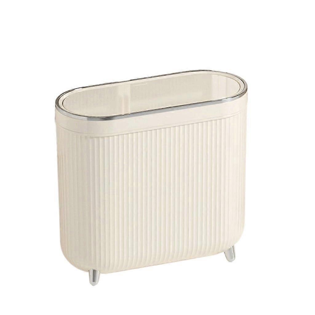 Push Trash Can with Hidden Bag Design, Slim SpaceSaving Narrow Gap Kitchen and Bathroom Bin D32cm