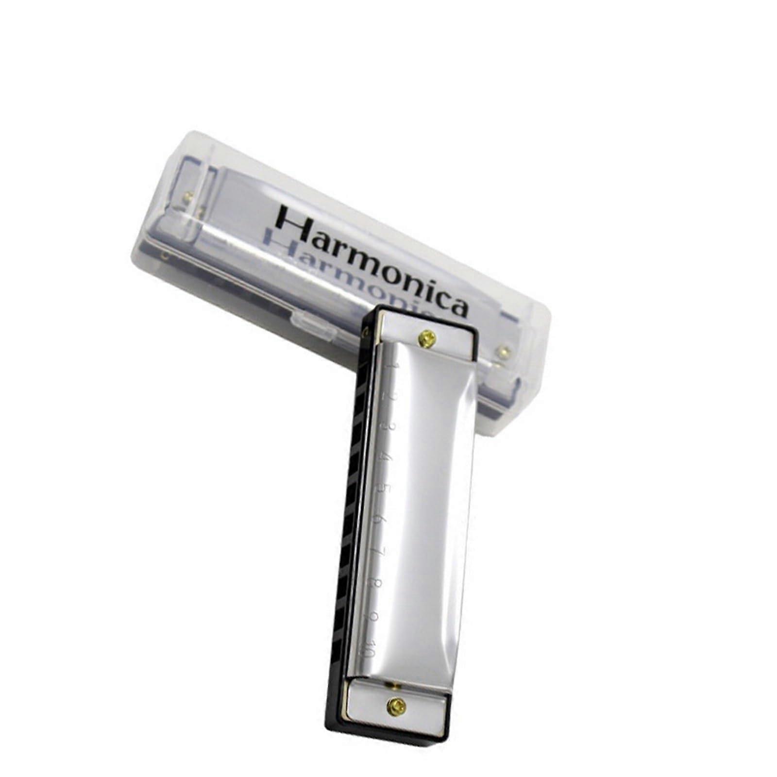 Blues Harmonica 10 Hole C Key with Clear Balanced Tone and Durable Stainless Cover for Beginners