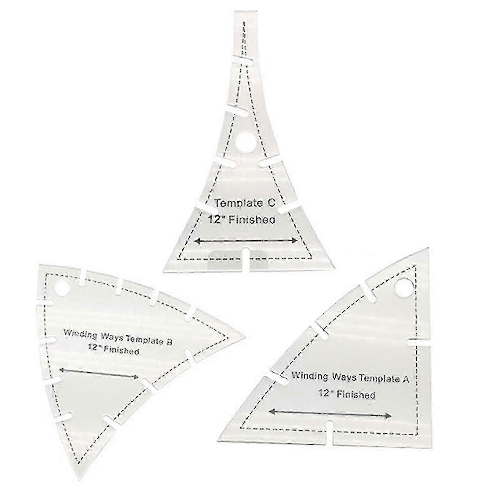 3pcs Winding Ways Template Set Hand-made Sewing Patterns Acrylic DIY Tool for Sewing Lovers