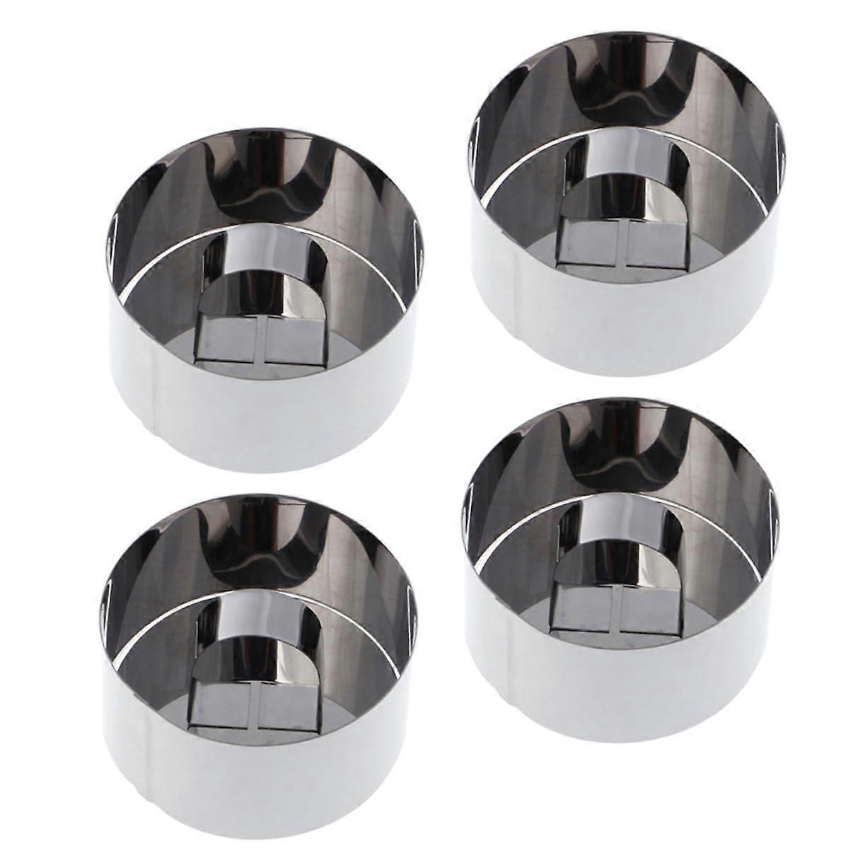 4pcs Stainless Steel Cake Ring Set NonStick Quick Release Baking Mold Easy Clean Durable