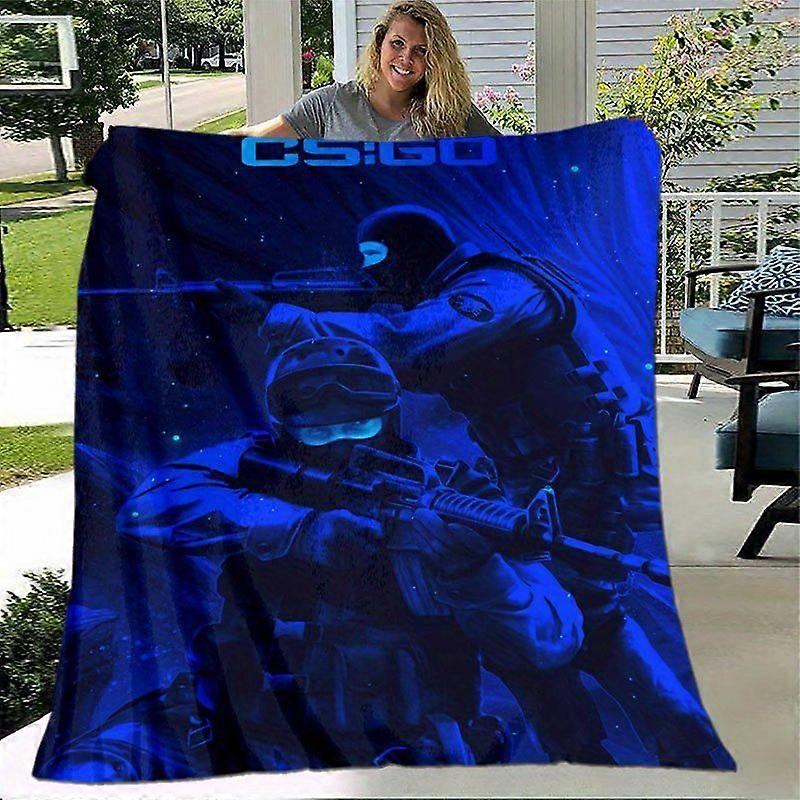CS:GO Global Offensive Blue Team Gaming Blanket  Soft Flannel