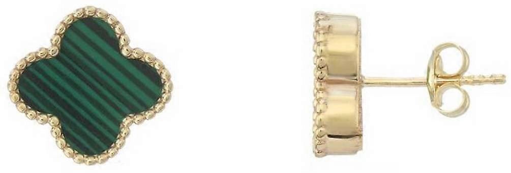 Mark Milton Malachite Flower Earrings - Yellow Gold/Green