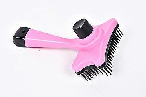 Automatic Cleaning Pet Grooming Brush with Massage Comb Function, Pink Lightweight Design
