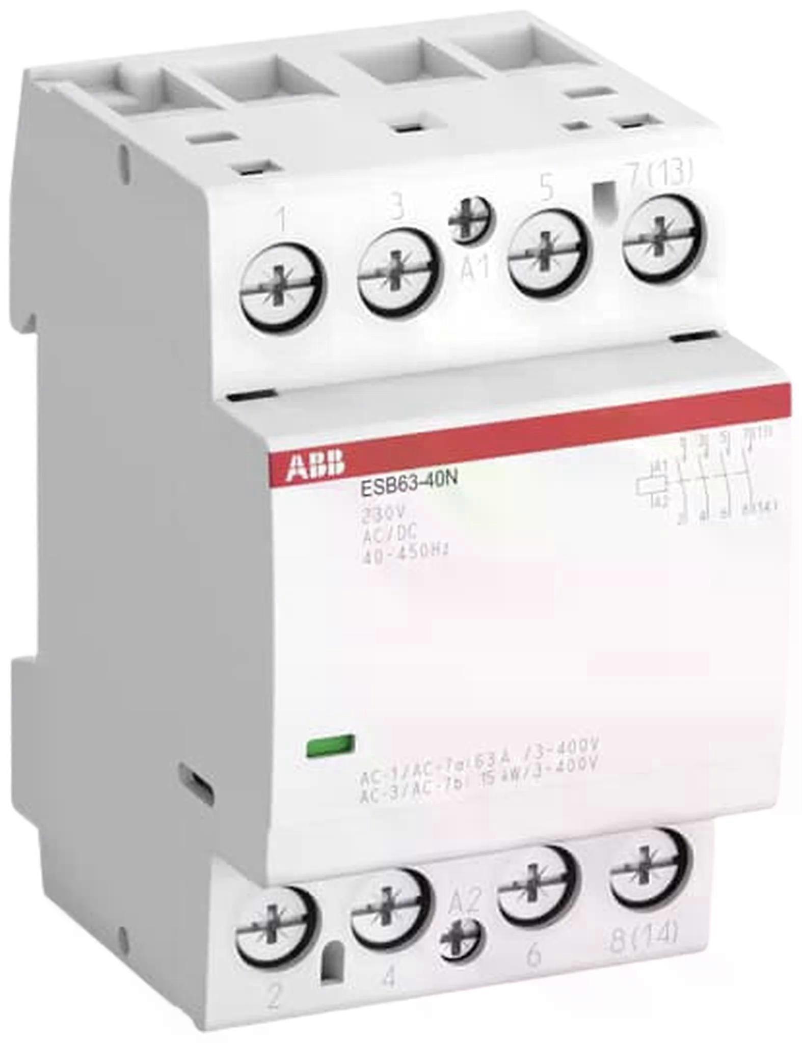 ABB Installationsschütz, 63A, 4S/0Ö, 230 V AC/DC
