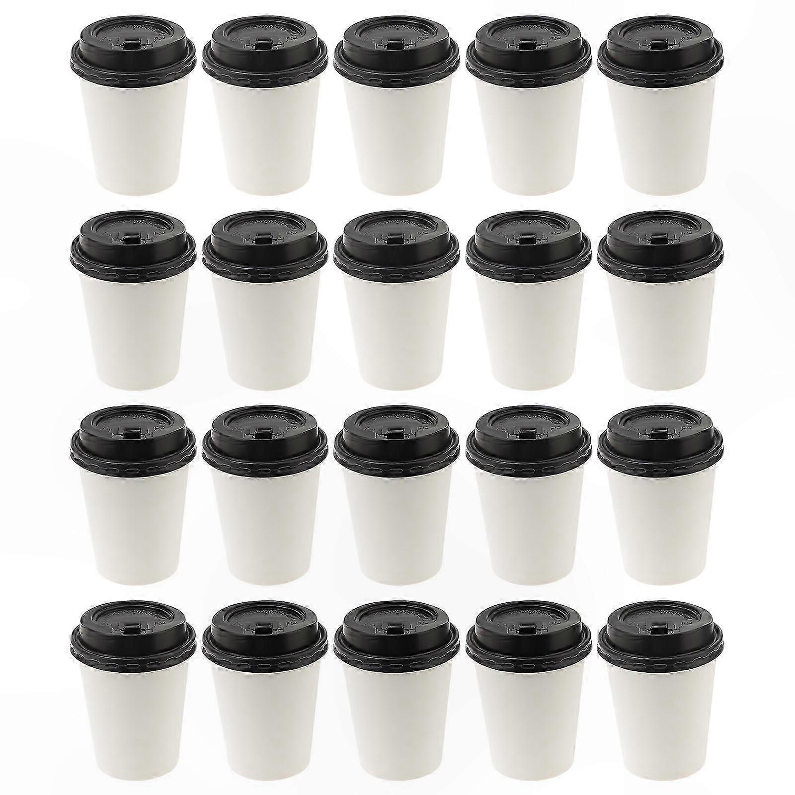 50-Pack Disposable Coffee Cups with Lids for Hot Drinks Insulated Takeaway Solution