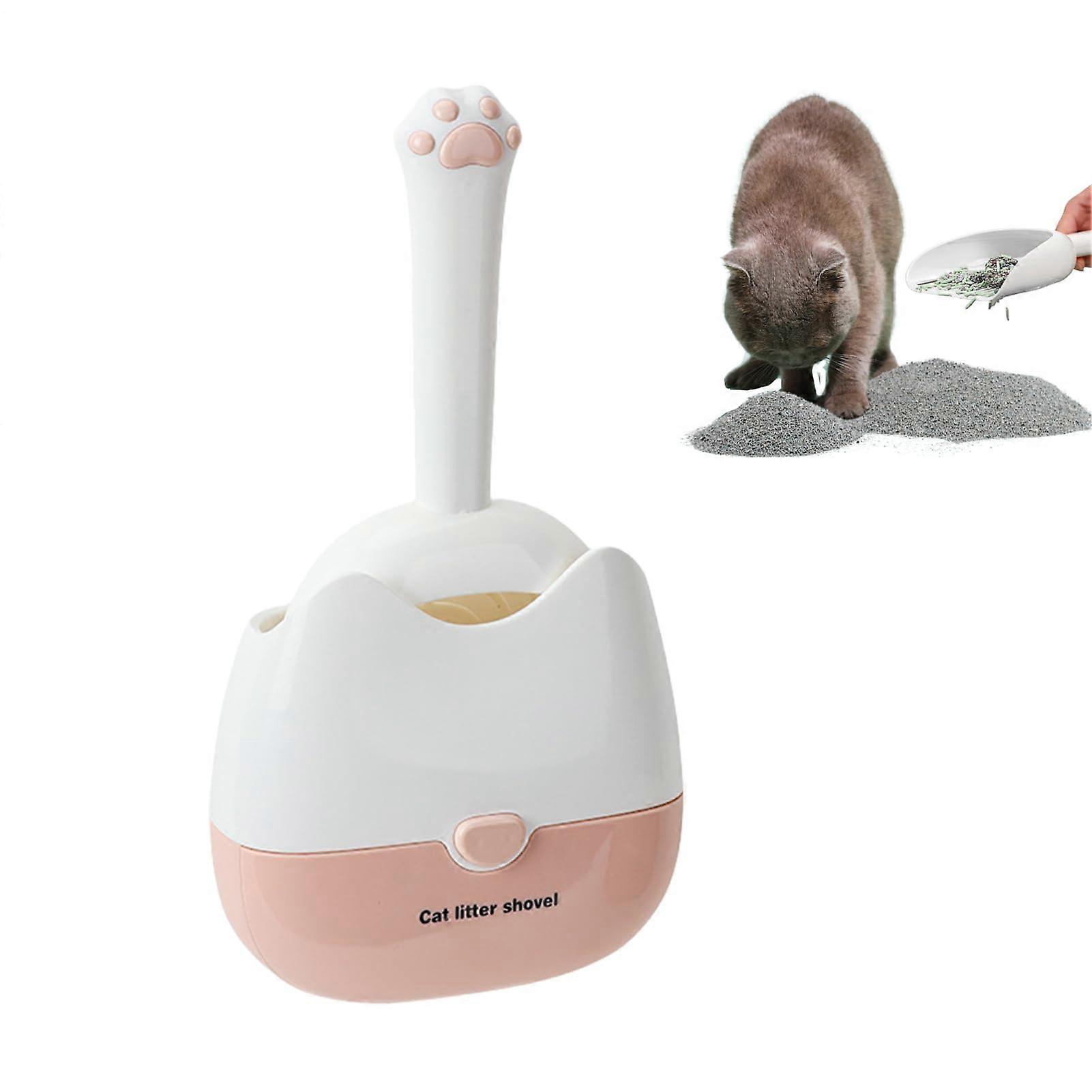 Cat Litter Scoop with Holder, Wall Mounted Clump Separation Sifting Scooper, Space Saving Pink