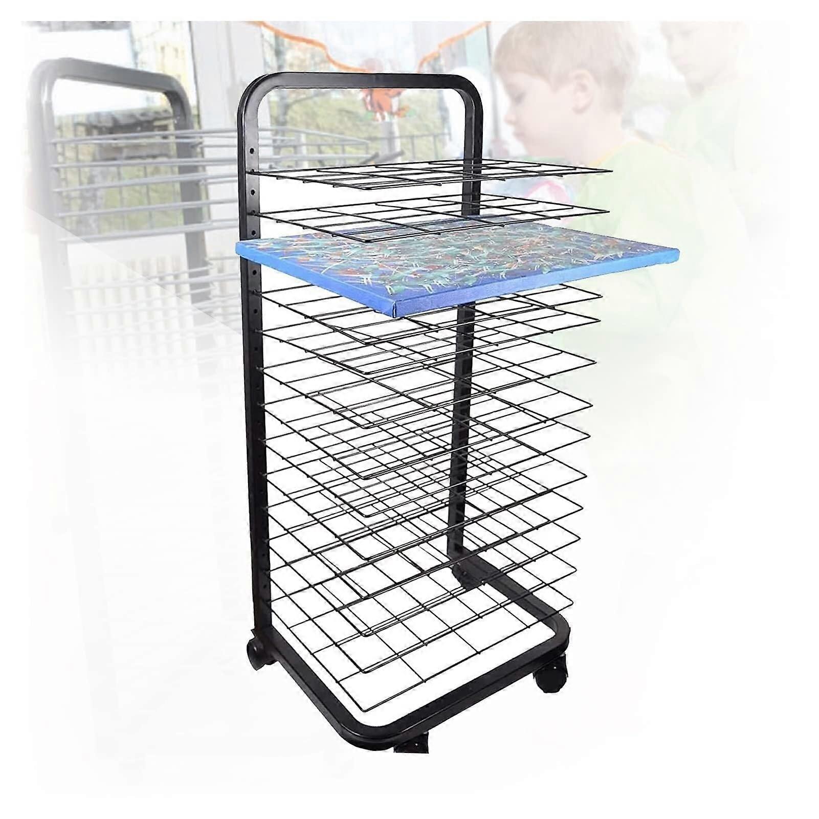 35Tier Foldable Art Drying Rack with Wheels, Metal Storage Shelf for Classrooms and Studios