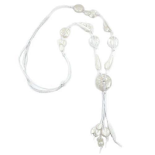 Kette, Scheibe weiß, seidig-glänzend