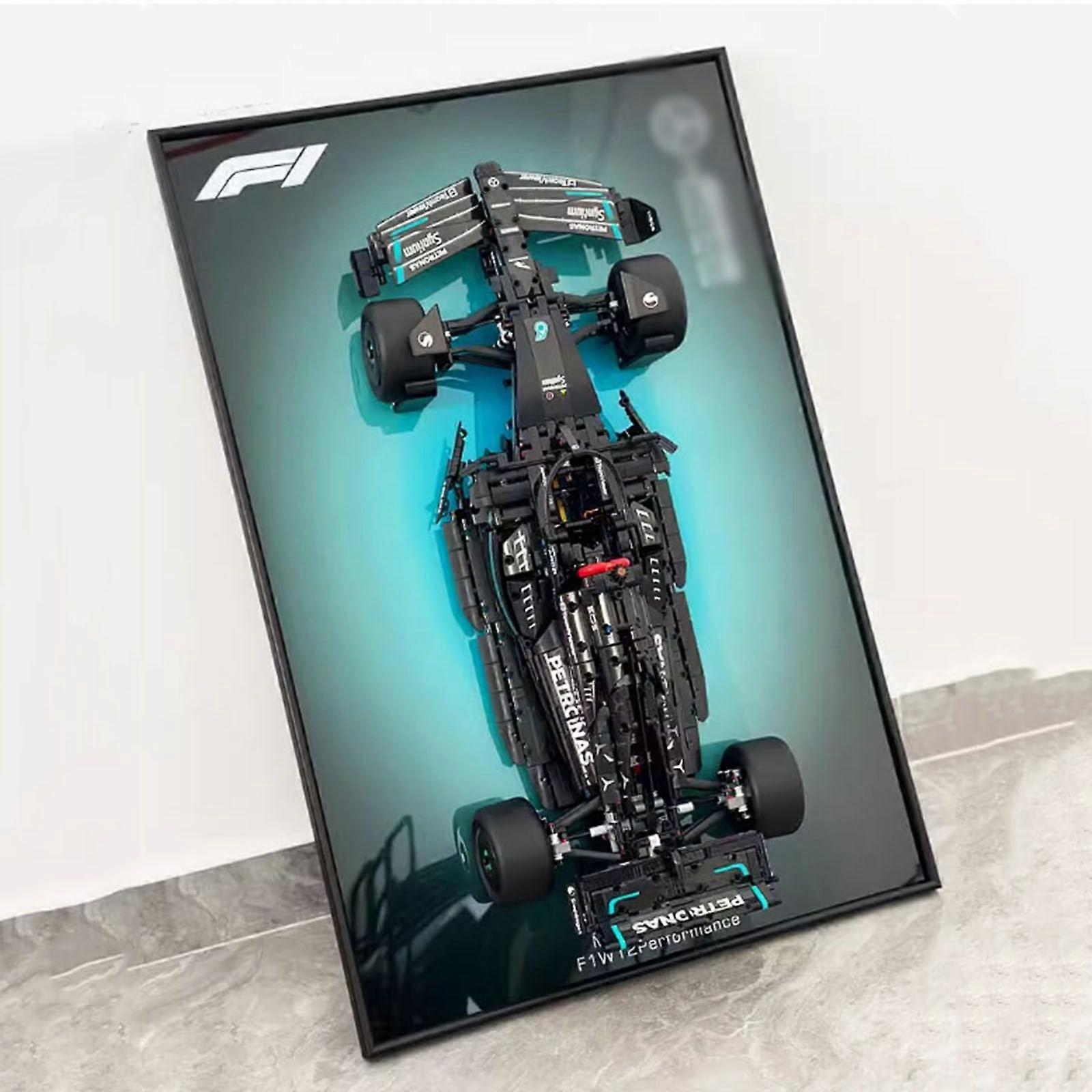 Dustproof Acrylic Wall Display Case with Printed Back Panel for  42171 Racing Car