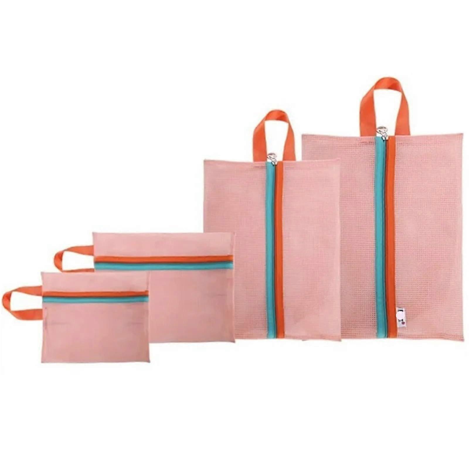 4pcs Travel Organizer Bags Set with Breathable Mesh Packing Cubes, Space Saving Polyester Design