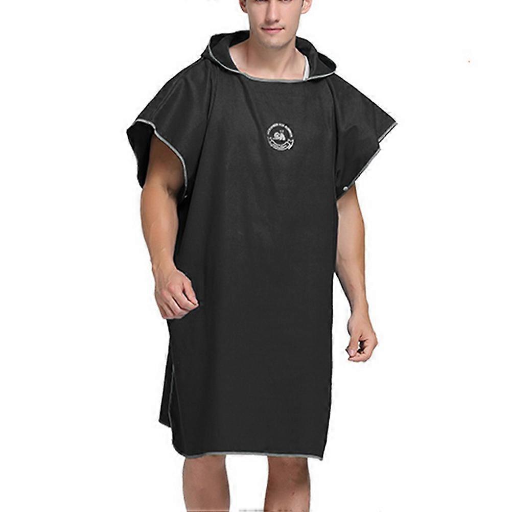 Fast Drying Cloak Beach Towel for Bathing Use 3Pcs Bathrobes Black