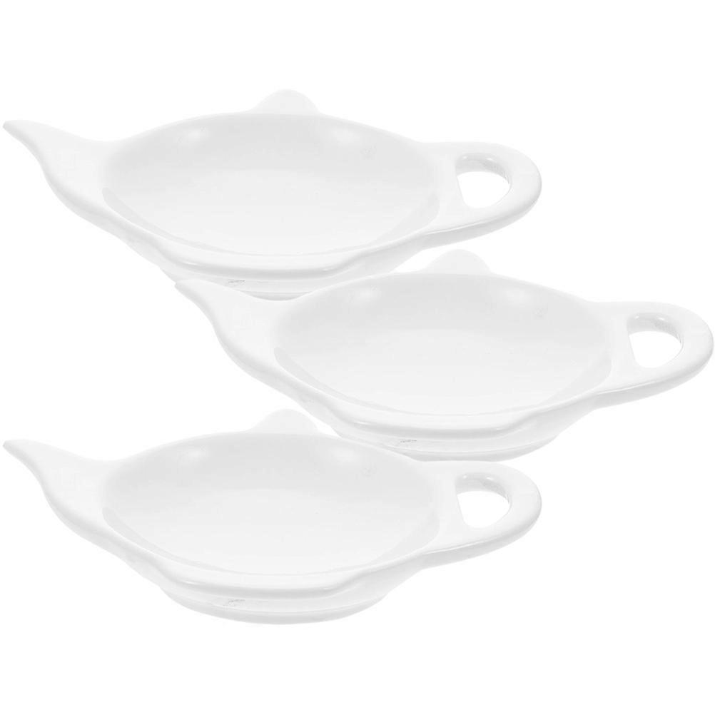 Tea Bag Holder Ceramic Coaster for Home Use 3Pcs Teapot Shape Rest