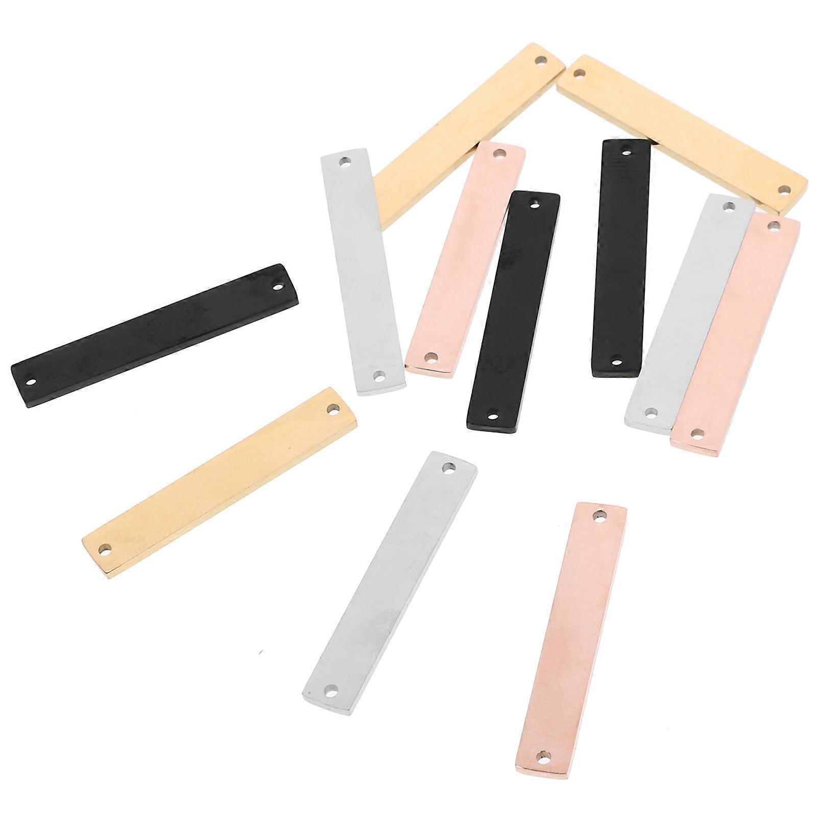 Metal Stamping Tags for DIY Use 24Pcs Stainless Steel Rectangular Blanks Pendants