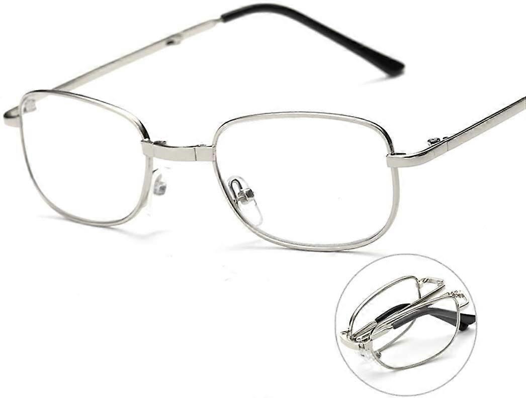 Reading Glasses +2.5 Compact Foldable Silver Unisex Readers for CloseUp Tasks