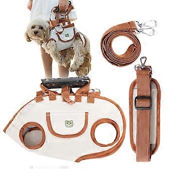 Dog Lift Harness with Full Body Support and Breathable Oxford Carrier Sling for Small Medium Pets Outdoor Travel Brown