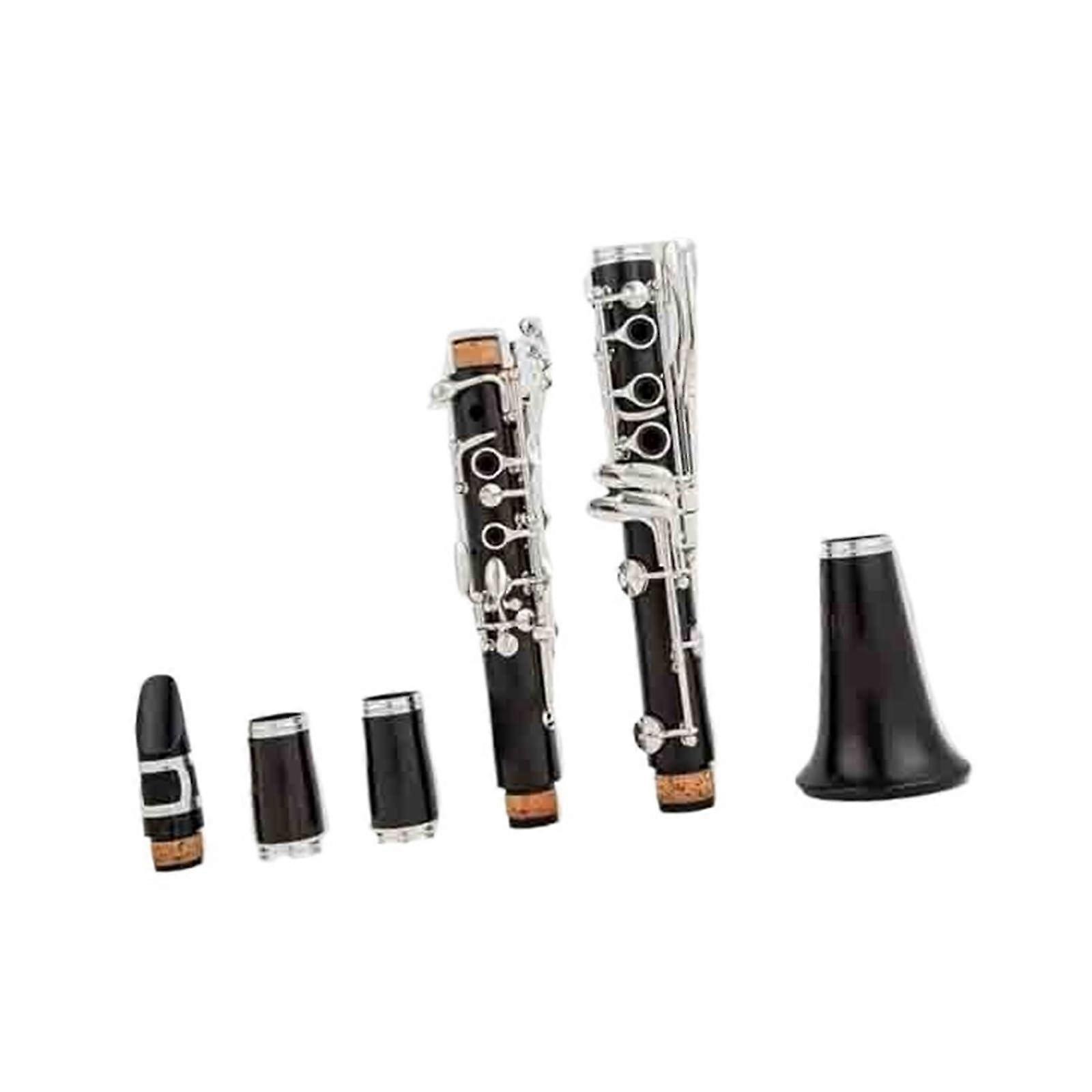 Professional B Flat Ebony Clarinet with Silver Keys, Bright Tone and Precise Key Action