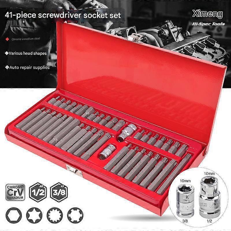 41-Piece Wrench Socket Set, Hex 12-point Extended Bits Set