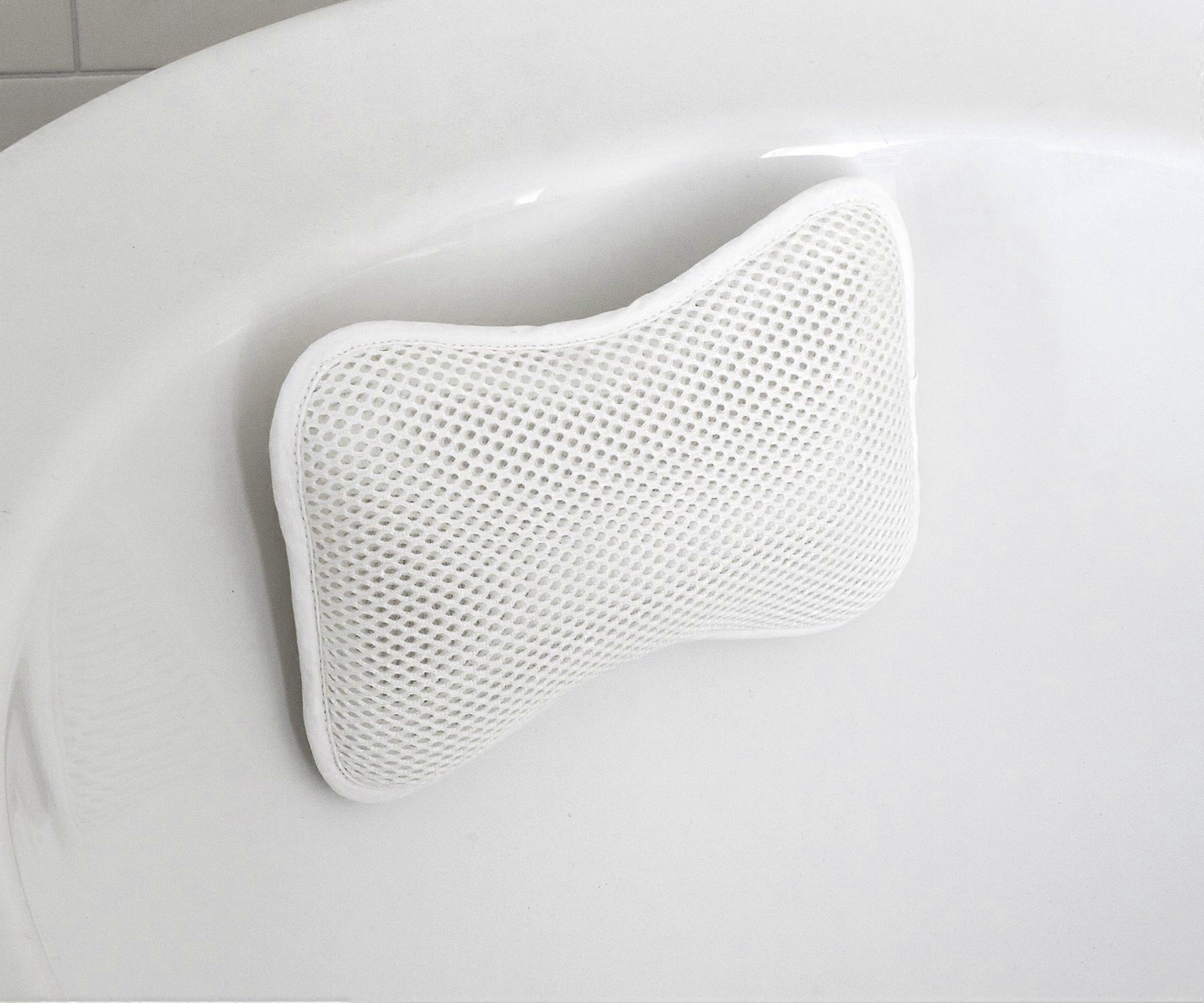 Bath Pillow with Thick Soft Padding and Secure Suction Cups for Neck Support, White
