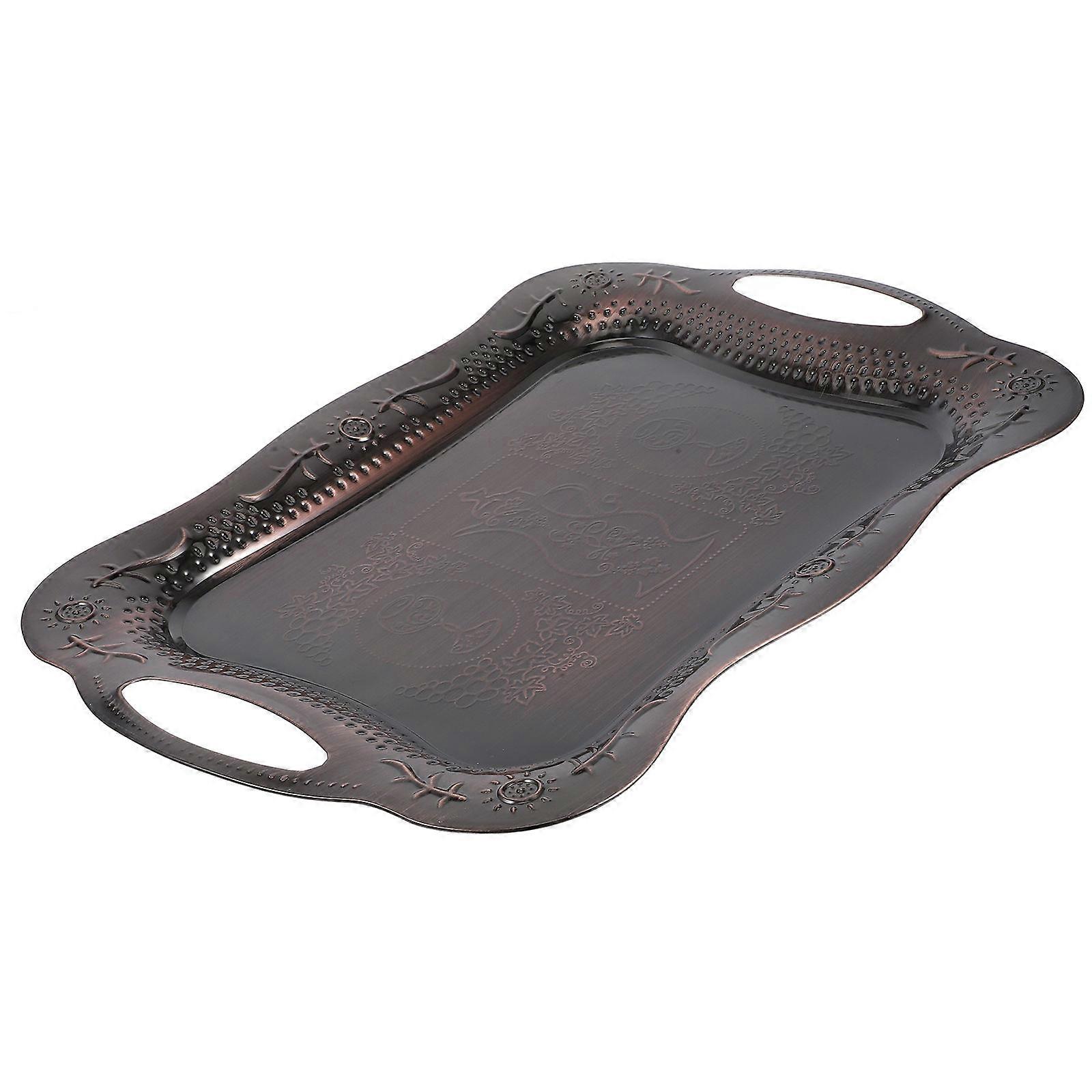 Brown Stainless Steel Serving Tray for Storage Rectangular Snack and Fruit Display