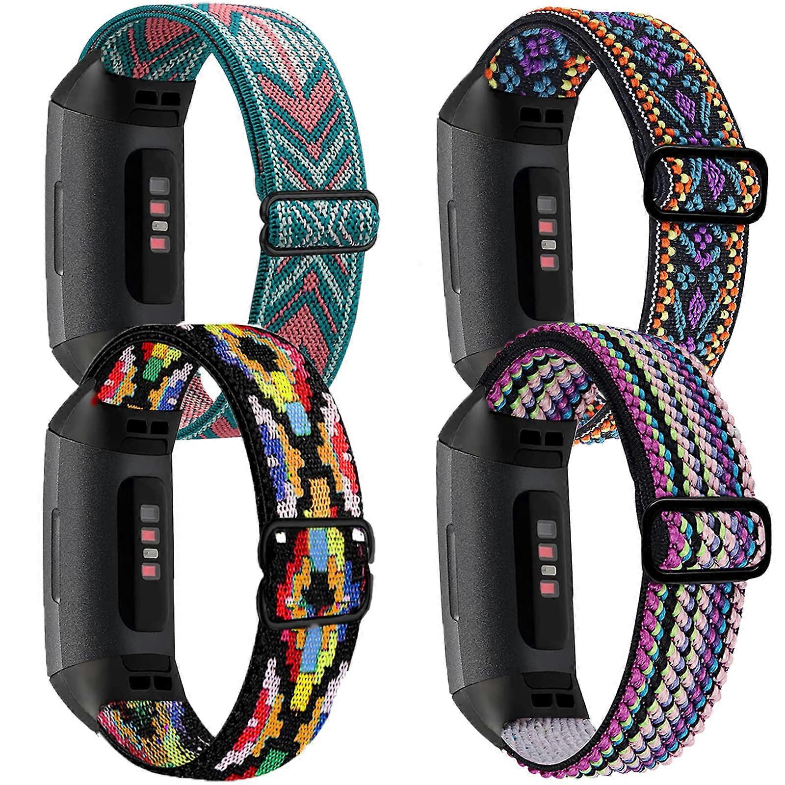 Replacement Band Breathable Adjustable Nylon Ethnic Blue Pattern Strap for Fitbit Charge 4 and 3